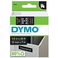DYMO S0720610 - D1 kazetta, 12mmx7m, fehér/fekete (i/sz)   (45021)