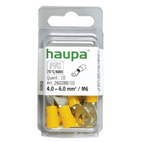HAUPA 260288/10 - Szemessaru szigetelt 4,0-6,0 M6 sárga PVC, 10db/cs