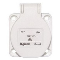 Legrand 057669 - P17 Tempra háztartási csatlakozó aljzat, fehér IP43 (20db/csoma
