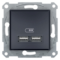 ASFORA Dupla USB töltő 2.1A A+A antracit Q10