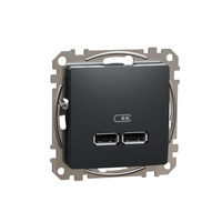 Schneider SDD114401 - ÚJ SEDNA Dupla USB töltő A+A 2.1A antracit Q2