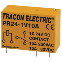 TRACON PR24-1V10A - PR24-1V10A relé 24VDC 1 váltó